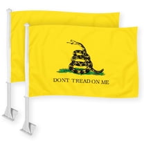 G128 2 Pack: Gadsden Don't Tread On Me Car Flag | 11x17 In | Double LiteWeave Pro Series Double Sided Printed 150D Polyester | Flagpole Included | Perfect for Festival Celebrations, Parades