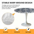 thumbnail image 6 of Bohemian White Blue Floral Elastic Fitted Round Table Cover Vintage Ethnic Style Waterproof Outdoor Tablecloth for Holiday Party, Picnic, Patio & Dining Fits Tables Up to 45"-54", 6 of 8