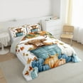 thumbnail image 4 of Manfei Teens Farmhouse Cow Queen Comforter Set, Blue Pumpkin Leaf Bedding Sets, Kawaii Rustic Animal Reversible Bedding Comforter Set, Breathable Home Decor, 3-Piece, 4 of 9