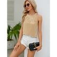thumbnail image 5 of jinghuiyue Womens Sequin Halter Tops Sparkle Shimmer Tanks Tops Sleeveless Shiny Ruched Sparkly Glitter Party Shirt Country Concert Disco Outfits M, 5 of 7
