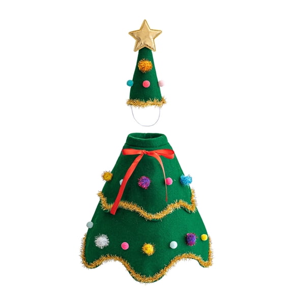 Porch Goose Outfits 2-Piece Christmas Tree Costume Set with Tiered Dress and Star Hat Fits 19 and 23 Inch Statues for Winter Holiday Front Porch Decor