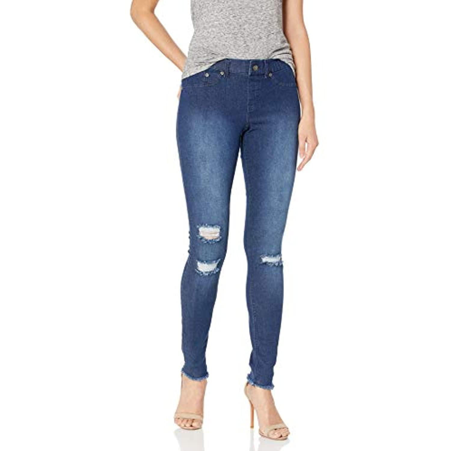 HUE Women's Plus Size Ripped Knee Denim Leggings, Ink Wash, 2X - Walmart.com