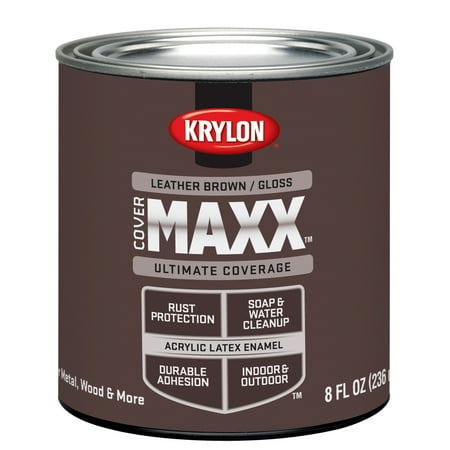 Krylon COLORmaxx Brush On, Gloss, Leather Brown, 1/2 Pint