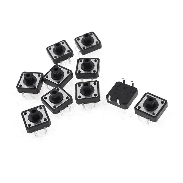 10 Pcs 12 x 12 x 7mm Interruptor de botón táctil momentáneo