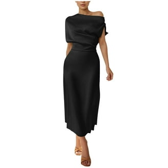 one shoulder cut out waist pleated asymmetrical hem dress Brooklynn One-Shoulder Accordion Pleat Midi Dress Navy