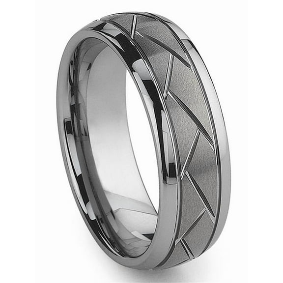 Titanium Kay Tungsten Carbide Diamond Cut Groove Newport Comfort Fit Mens Wedding Band Ring Sz 10.0