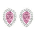 thumbnail image 3 of 2.72Ct Brilliant Pear Cut Halo Studs Genuine Pink Crystal Solid 14K White Solid Gold Everyday Dainty Earrings Screw Back, 3 of 7