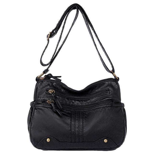 Bolso Tipo Cartera Informal para Mujer Correa Ajustable Bandolera Bolso PU Con (negro)