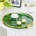 thumbnail image 4 of Plastic Serving Tray Platters High Capacity Cup Storage Organizer Desktop Tea Tray Durable Water Resistant Surface for Dining Room Fruit Snack Serving, UKHBMC | Green, 4 of 8