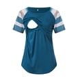 thumbnail image 2 of Mujeres Maternidad Embarazada Camisas Blusas Raya de Enfermería Manga Corta Cuello Redondo Blusa de Lactancia Odeerbi ODB123488, 2 of 6
