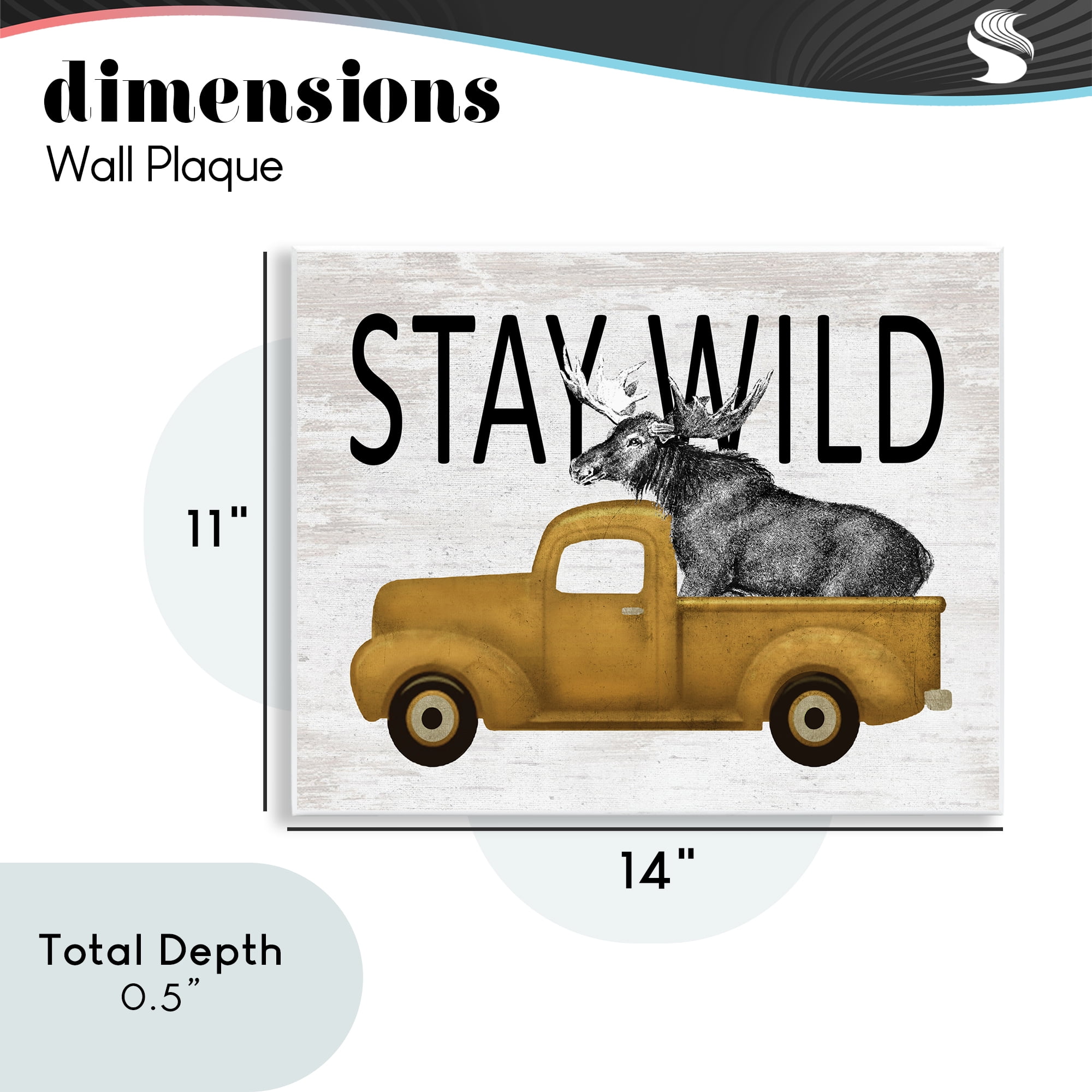 Stay Wild Moose Truck Wall Plaque Art, design by Lettered and Lined