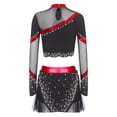 thumbnail image 4 of TiaoBug Women's 2 Piece Cheerleading Outfits Long Sleeve Crop Tops & Dance Skirt Set for Musical Rave Party Red S, 4 of 7