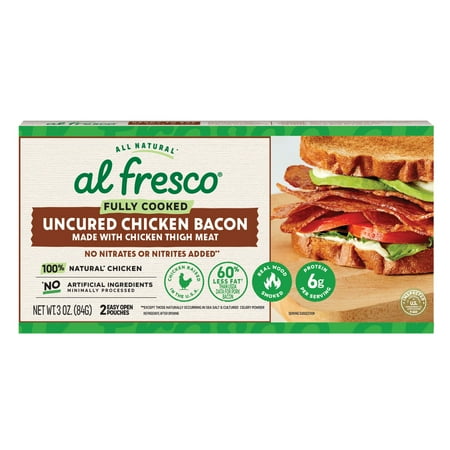 Al Fresco Original Uncured Fully Cooked Chicken Bacon, 3 oz Box