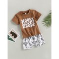thumbnail image 4 of Baby Boy Summer Clothes Letter T Shirt 6M 12M 18M 24M 3Y Cow Print Retro Boho Jogger Pants Toddlers Country Cowboy Shorts Set, 4 of 10