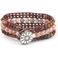 thumbnail image 1 of GHSDFBB Boho Handmade Natural Stone Bead 3 Row Wide Wrap Wrist Statment Bracelet Jewelry Collection, 1 of 6