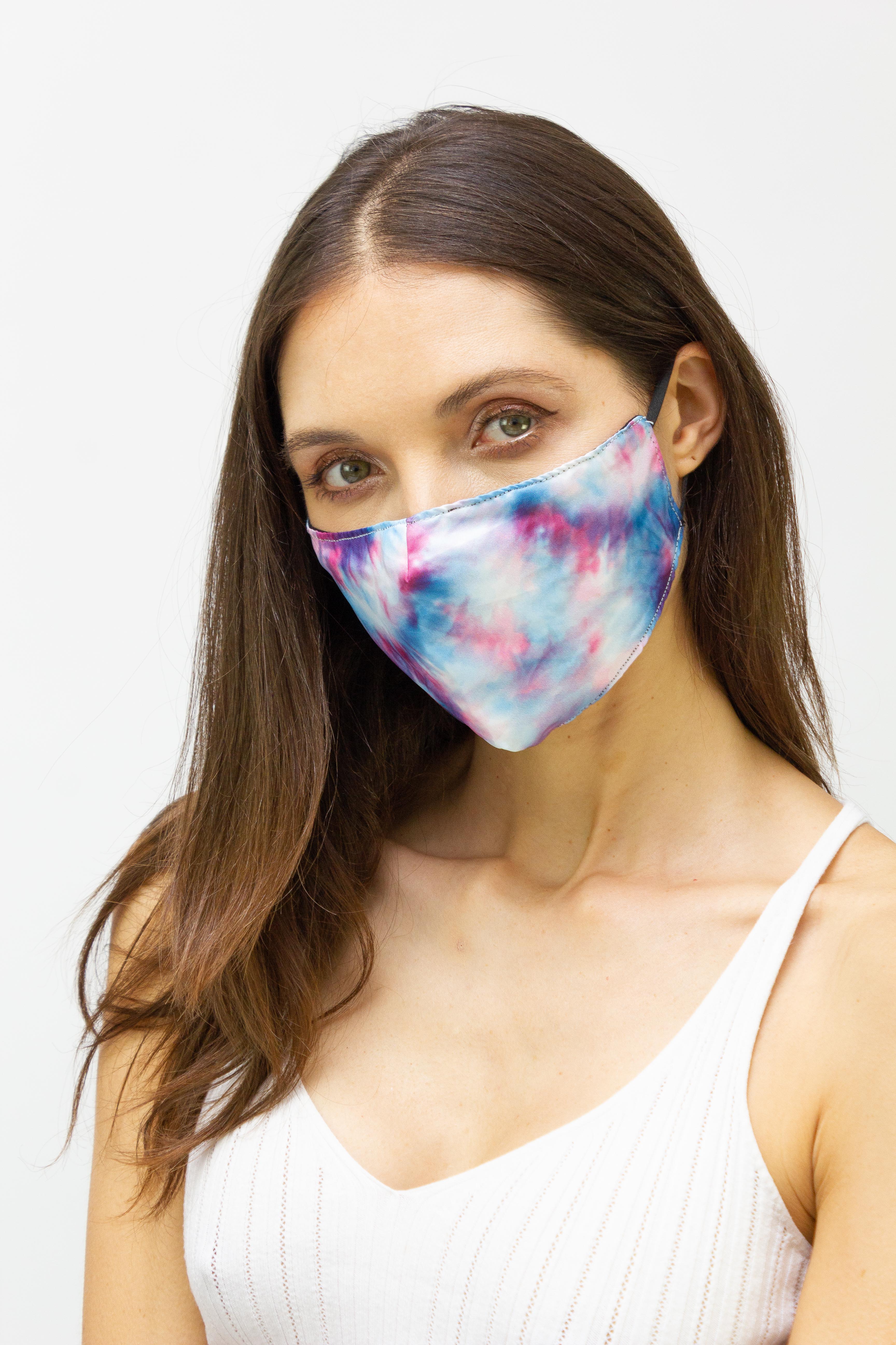 SINGLE PACK COTTON CANDY FACE MASK COVERING WITH ADJUSTABLE STRAPS AND POCKET FOR FILTER