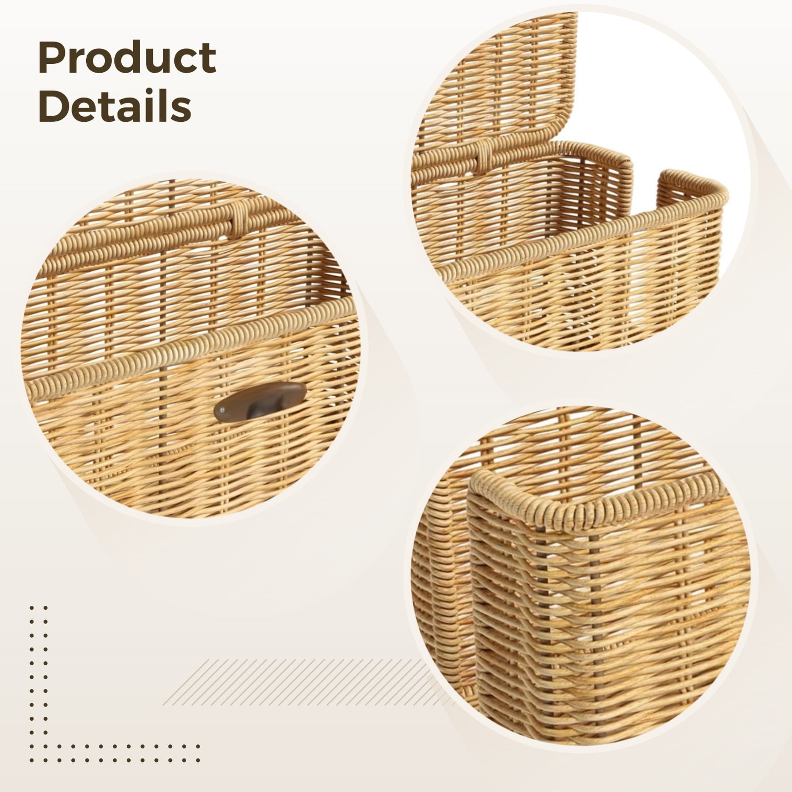 Cable Management Box, PP Cord Organizer Basket, Basket to Hide Cords, Rectangular Weave Design, Desktop Power Strip Storage with Sectioned Interior, Suitable for Home Office