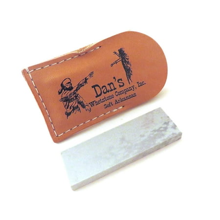 Genuine Arkansas Soft (Medium) Pocket Knife Sharpening Stone Whetstone 3' x 1' x 1/4' in Leather Pouch (Best Way To Sharpen A Pocket Knife)