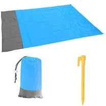 PureCasa Polyester Picnic Outdoor Blankets, Portable Foldable Picnic Mats for Beach Camping Hiking, Lightweight Lawn Accessories with 1 x Bag and 4 x Ground Nails, 1PC, 55"x79", Blue, Rectangle