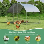 Large Metal Chicken Coops, Outdoor Duck Walk-in Run Poultry Cage, Hen House Yard Habitat Cage with Waterproof Cover Spire Shaped Coop, 9.8' L x 6.6' W x 6.6' H