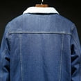 thumbnail image 6 of UTTOASFAY Men Casual Solid Thick Denim Jacket Plus Fleece Turndown Jacket Pocket Coat Dark Blue 6(L), 6 of 9