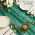 thumbnail image 3 of Inosoo Pearl Gauze Table Runner 30x120 inch, 10FT Luxury Tulle Table Runner with Pearls for Christmas, Party, Wedding Event Décor, Dark Green, 3 of 7