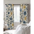 thumbnail image 3 of Vintage Blue Yellow Blackout Curtains 90 Inches Long for Bedroom, Spring Enchanted Garden Florals Thermal Insulated Room Darkening Black Out Window Curtain Panels Grommet Drapes for Living Room, 3 of 8