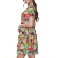 thumbnail image 2 of Naloa Colorful Fish 2 Print Womens Summer A-Line Dress with Pockets,Short Sleeve Dresses,Flowy Beach Swing Dress for Vacation Travel, 2 of 6