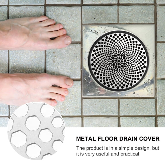 ELAYARD 1Pc Round Bathroom Floor Drain Cover Black Metal Filter Plate with Fine Hole Design for Fast Drainage