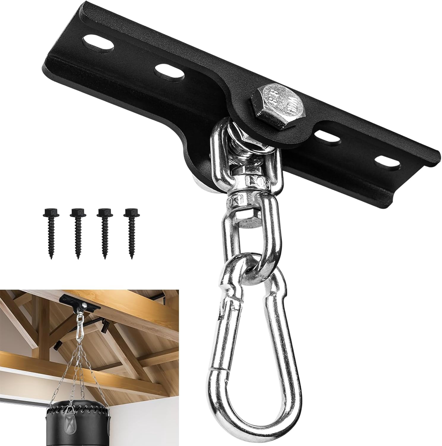 PRO Mountings Gas Spring Ceiling Mount For Punching Bags Up To 130 Lbs - Anti-Vibration Quiet Hanger