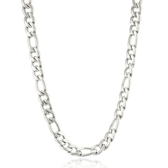 West Coast Jewelry Men's Stainless Steel Figaro Chain Necklace (9mm) - 24"