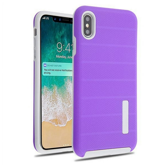 Apple iPhone Xs Max (6.5 Inch) - Phone Case Protective Shockproof Dots Textured Hybrid Rubber Rugged Cover Purple Slim Phone Case for Apple iPhone Xs Max