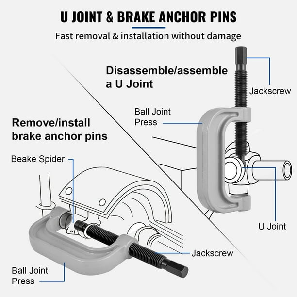 Vevor Ball Joint Press Kit, 24 Pcs, U Joint Removal Tool Kit 4wd Adapters, Works On Most 2wd And 4wd Cars & Light Trucks, Carbon Steel Brake Anchor Pi