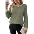 thumbnail image 5 of WIHOLL Long Sleeve Shirts for Women Fall Sweaters Fashion Color Block Crew Neck Pullover Tops 2026 Winter Lightweight Women's Sweaters, 5 of 11