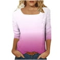 thumbnail image 4 of aidice T-Shirts Grande Taille pour Femmes Col Carré Manches 3/4 Confortables Dégradé de Couleur, 4 of 7