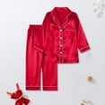 thumbnail image 6 of Pxiakgy 2025 Family Satin Christmas Pajamas Sets Solid Silk Xmas Pjs Matching Sets Soft Sleepwear for Mens Womens Adults Kids Christmas Satin Pajamas for Family 2 Piece Red1 Kid Size:120, 6 of 8