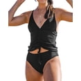 thumbnail image 1 of Women V Neck Tankini Slimming Tummy Control Traje de baño de Cintura Alta Negro XL Negro XL Xishao ropa, 1 of 2