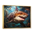 thumbnail image 2 of Designart "Geometric Glare Blue Shark Predators III" Animals Floater Framed Wall Art Living Room, 2 of 7