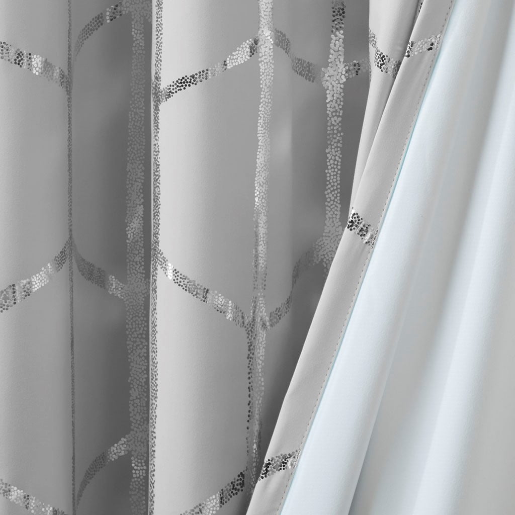 Blackout Metallic Print Grommet Top Curtain Panel (Only 1 Pc Panel)