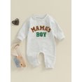 thumbnail image 3 of Elippeo Baby Boy Fall Romper Letter Embroidery Long Sleeve Crew Neck Full Length Jumpsuit, 3 of 8