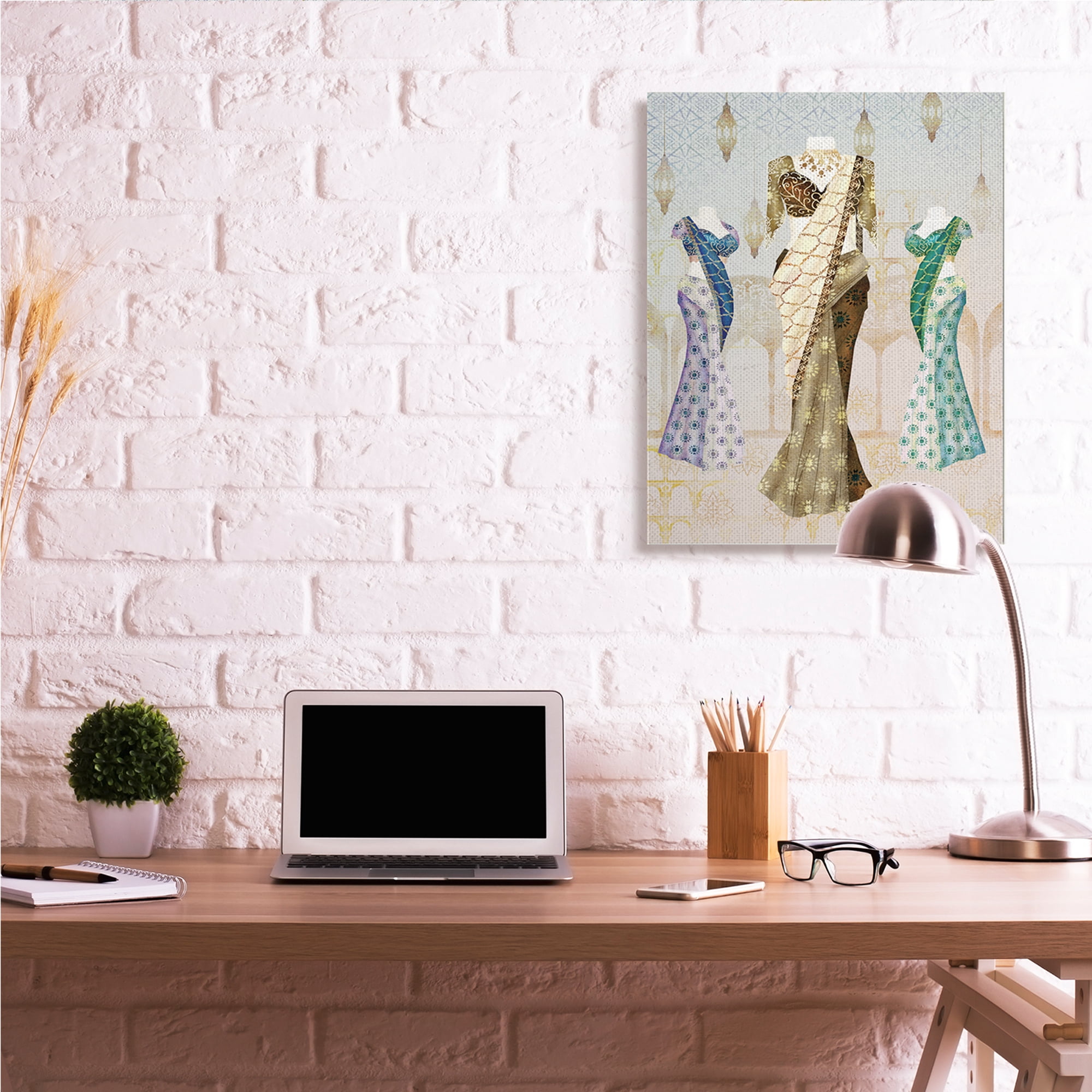 Stupell Industries Eastern Glam Fashion on Geometric Arabesque Background,30 x 40,Designed by Ziwei Li