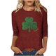 thumbnail image 3 of TaTaai Ladies St. Patrick's Day Theme Print 3/4 Sleeve Casual Tops Round Neck Loose Comfy Fashion Blouses Stretchy Breathable Daily Holiday Outfits Gift, 3 of 4