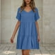 thumbnail image 1 of mfyjkho Vestidos midi para mujer, Vestido informal de color liso con cuello en V y manga corta para mujer Vestidos de otoño xxl, 1 of 8