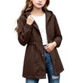 thumbnail image 2 of Girl's Zip up Hooded Rain Jackets, Drawstring Waist Long Sleeve Windbreaker, Lightweight Waterproof Rain Coat with Zip Pockets, 4-5 Years, 2 of 9