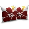 thumbnail image 2 of Summer Hawaii Hibiscus Flowers Throw Pillow Covers 16x16 Red Hawaiian Floral Pillow Covers Set of 2 Tropical Plant Decoration Pillowcases for Couch Living Room Home Decor, 2 of 6