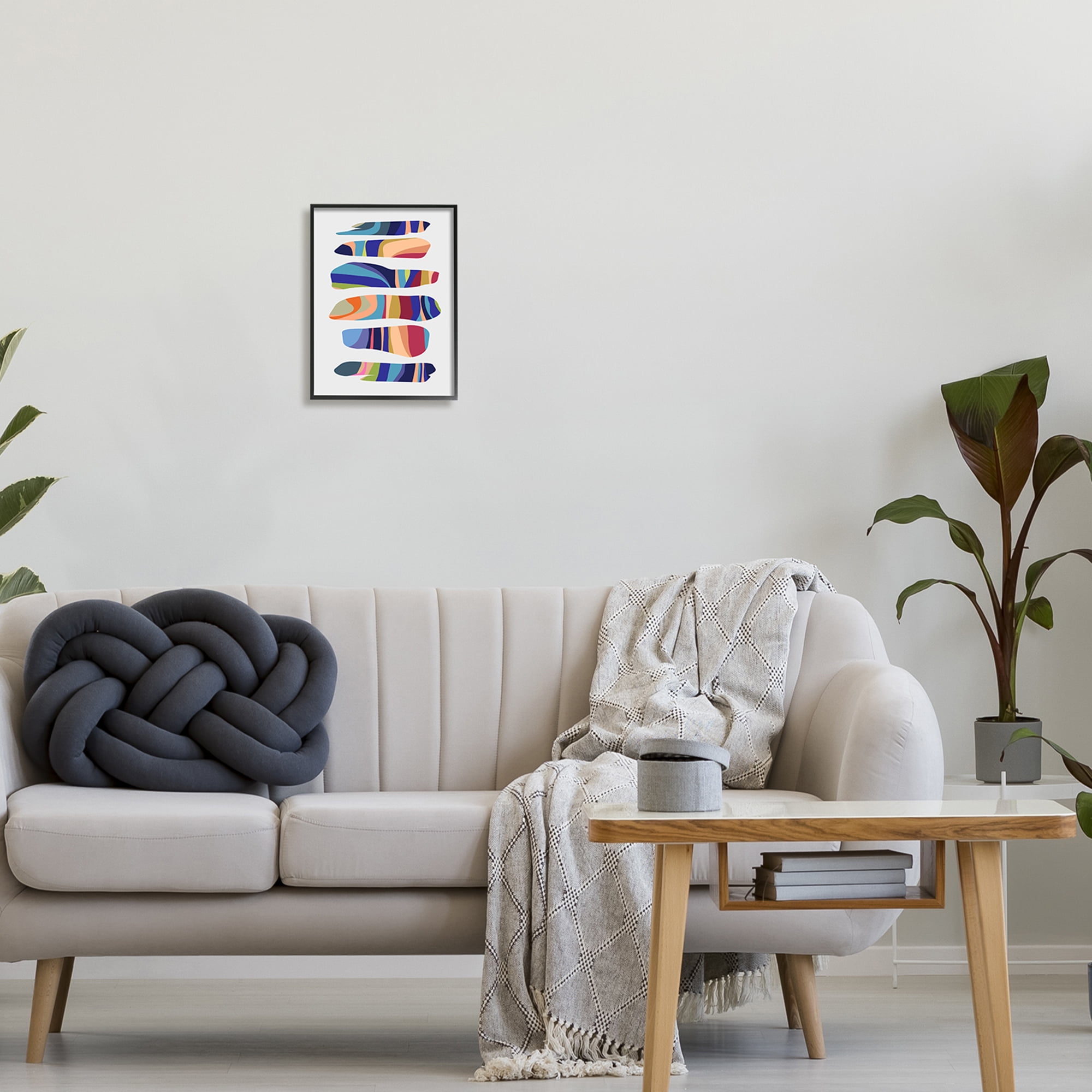 Stupell Industries Varied Contemporary Shapes Abstract Painting Black Framed Art Print Wall Art, 11 x 14