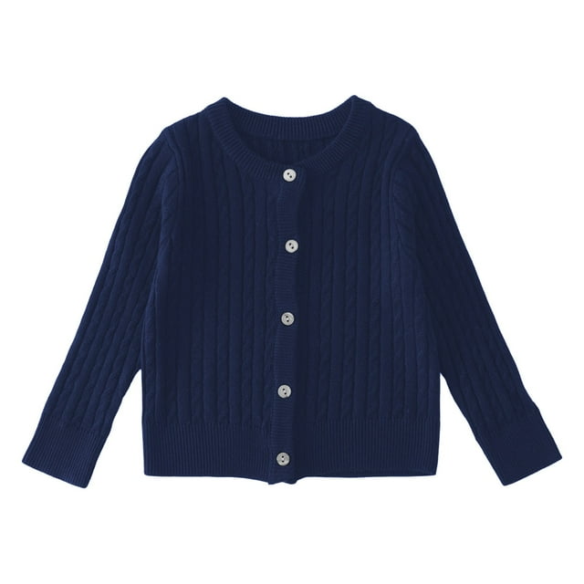 Liyamei Cardigan Rétro en Lin à Col Rond Cardigan en Tricot Épais pour Garçons et Filles Chandail Confortable et Élégant pour Enfants