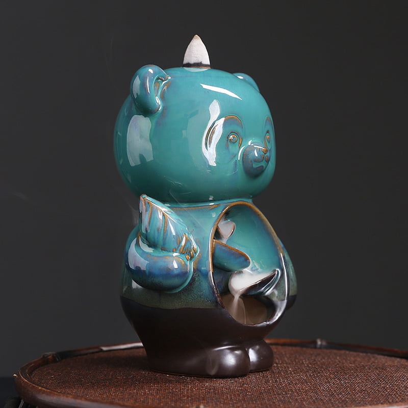 Creative Cute Bear Animal Backflow Incense Burner Smoke Waterfall Aromatherapy Censer Holder for Living Room,Office,Home,Teahouse Decoration