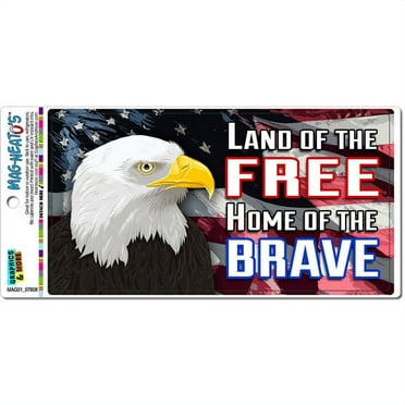 Land of the Free Home of the Brave America USA United States Eagle Flag Patriotic Automotive Car Refrigerator Locker Vinyl Magnet