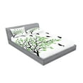 thumbnail image 2 of Ambesonne Silhouette Fitted Sheet & Pillow Sham Set, Flying Spring Peace Art, Full, White Black Green, 2 of 2
